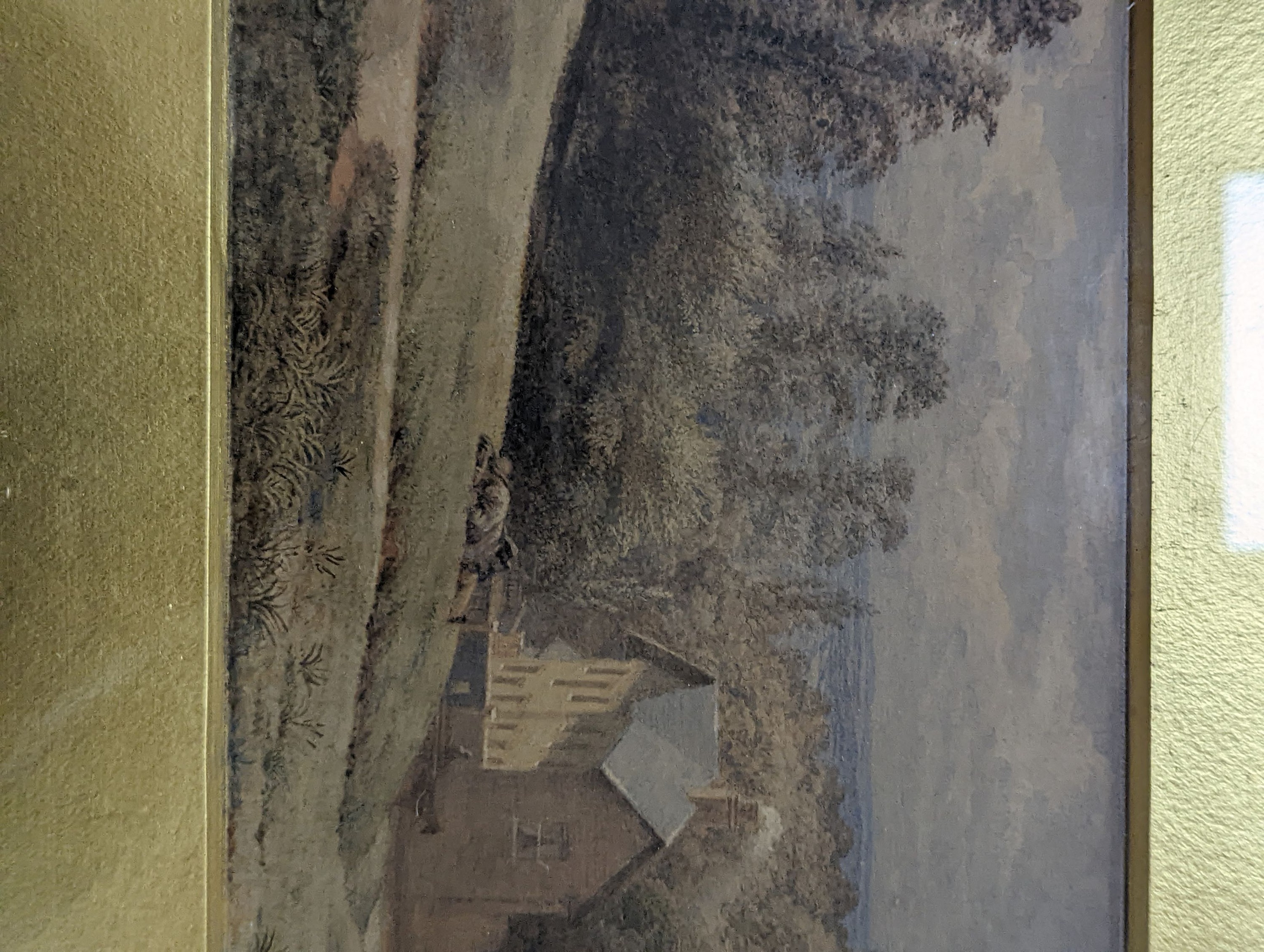 Richard Augustus Clack (1804-1881), watercolour, 'Hampstead Heath from Terrace Walk, Noon 1866', inscribed verso, 15 x 37cm